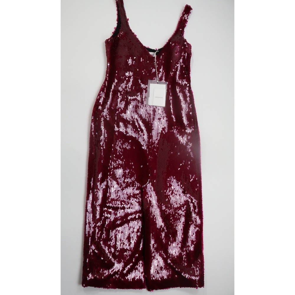 16Arlington Kal Midi Dress 10 Burgundy Sequin Cocktail Evening Retail $1,570
